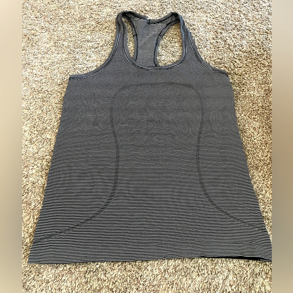 Black and white striped workout top